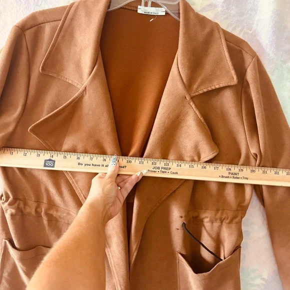 NEW Made in Italy Camel Tan Suede Long Jacket Coat - Picture 8 of 12